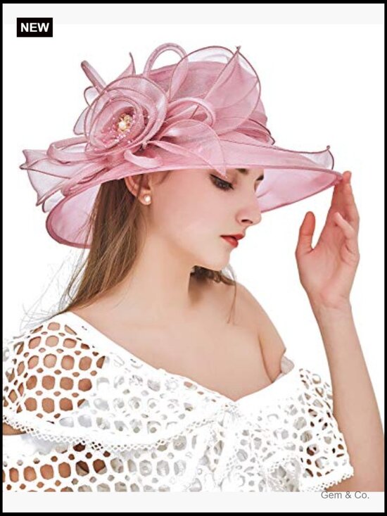 Organza Wide Brim Derby Fascinator Hat Church Wedding Cocktail Tea Party main image 5